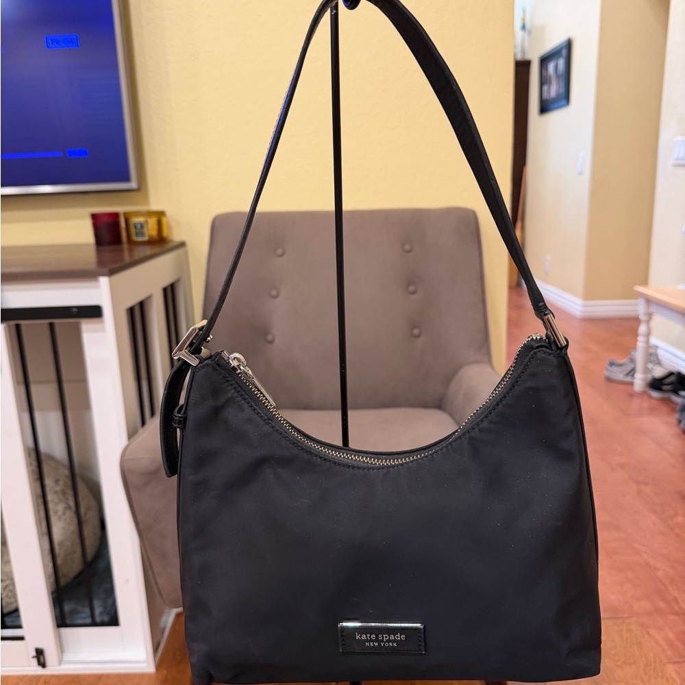 EUC Kate Spade Sam Icon Black Nylon Hobo Bag - Picture 5 of 11